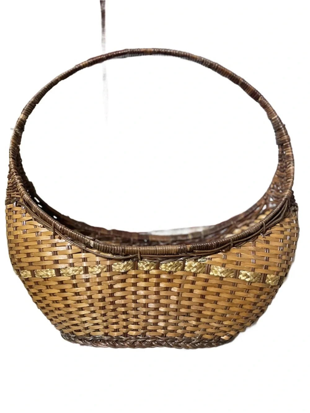 Handwoven Brown Wicker Basket Tote